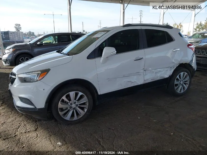 2017 Buick Encore Preferred VIN: KL4CJASB5HB194386 Lot: 40896417