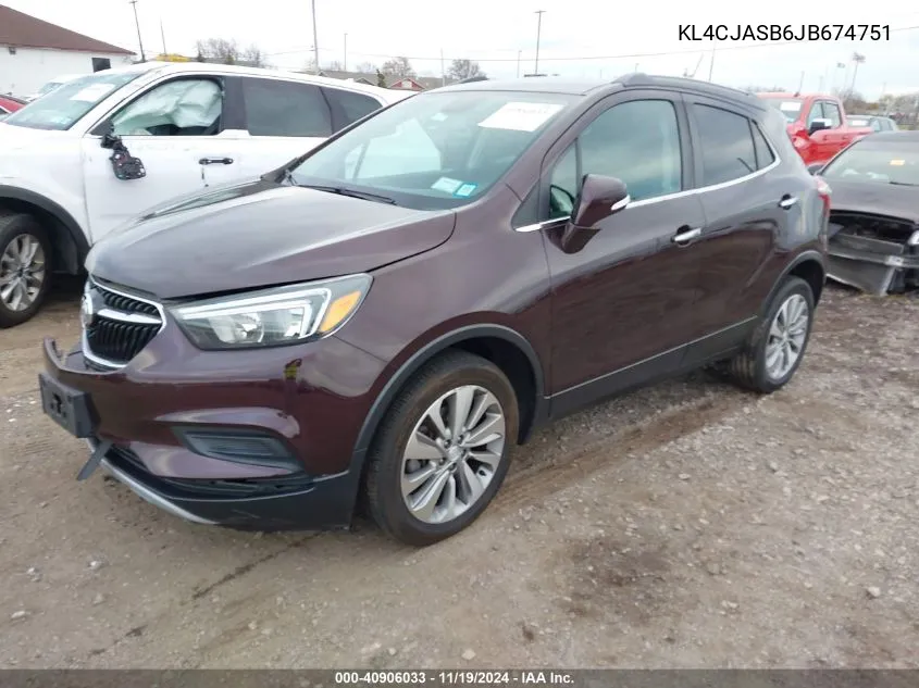 2018 Buick Encore Preferred VIN: KL4CJASB6JB674751 Lot: 40906033