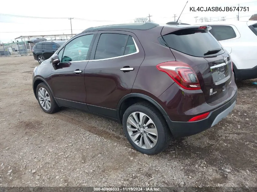 2018 Buick Encore Preferred VIN: KL4CJASB6JB674751 Lot: 40906033