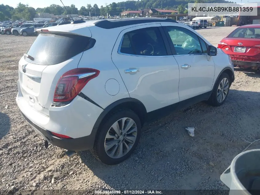 2019 Buick Encore Fwd Preferred VIN: KL4CJASB9KB881359 Lot: 39848899