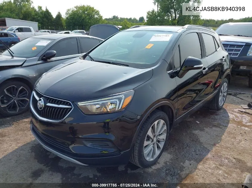 2019 Buick Encore Fwd Preferred VIN: KL4CJASB8KB940398 Lot: 39917785