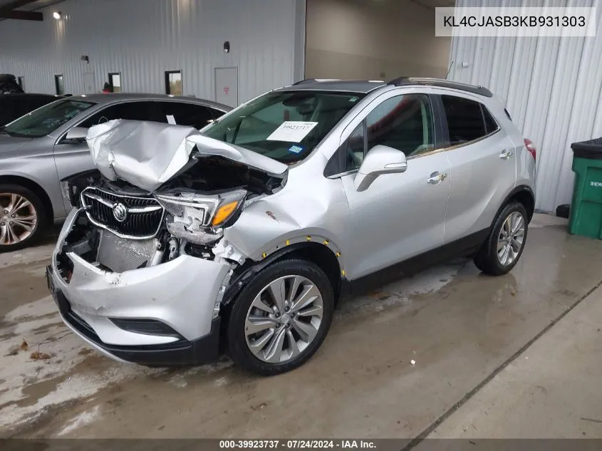 KL4CJASB3KB931303 2019 Buick Encore Fwd Preferred