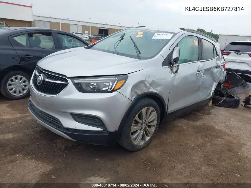 2019 Buick Encore Awd Preferred VIN: KL4CJESB6KB727814 Lot: 40018714