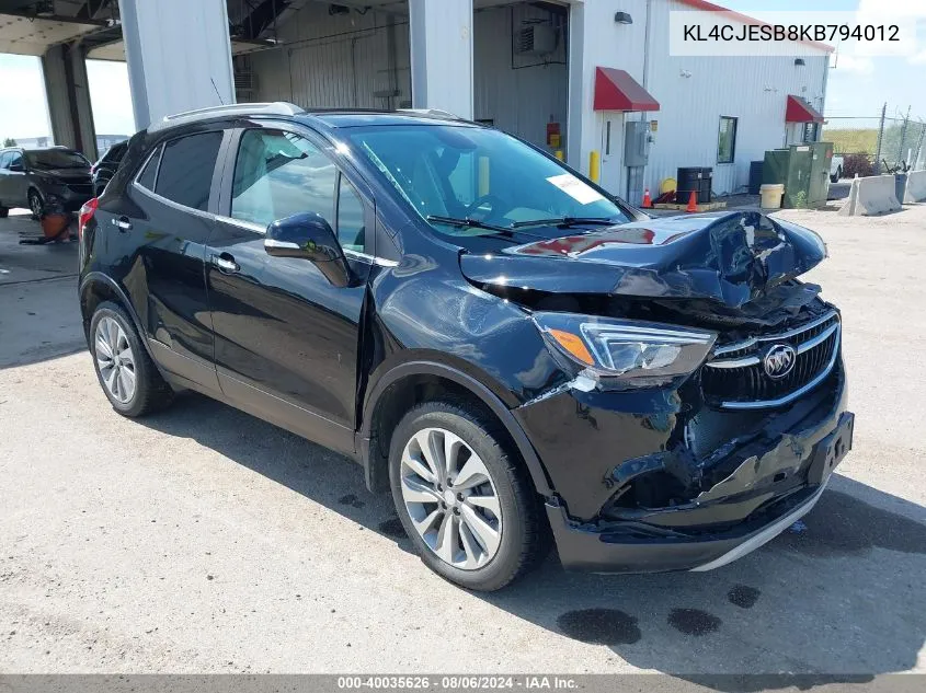 KL4CJESB8KB794012 2019 Buick Encore Awd Preferred