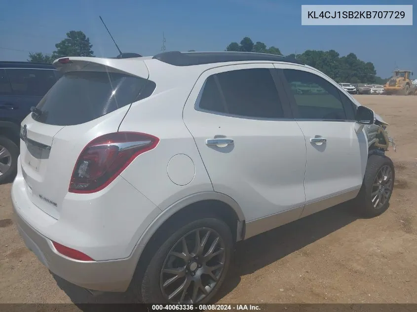 2019 Buick Encore Fwd Sport Touring VIN: KL4CJ1SB2KB707729 Lot: 40063336