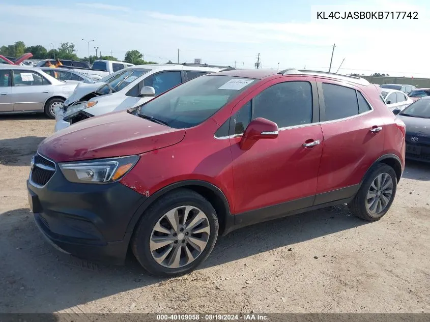 2019 Buick Encore Fwd Preferred VIN: KL4CJASB0KB717742 Lot: 40109058