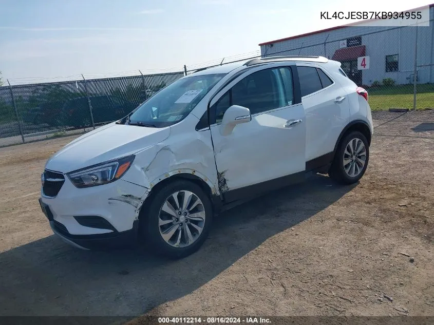 KL4CJESB7KB934955 2019 Buick Encore Awd Preferred