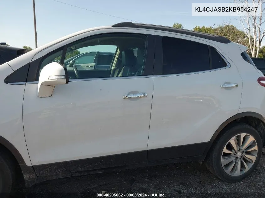 2019 Buick Encore Fwd Preferred VIN: KL4CJASB2KB954247 Lot: 40205062