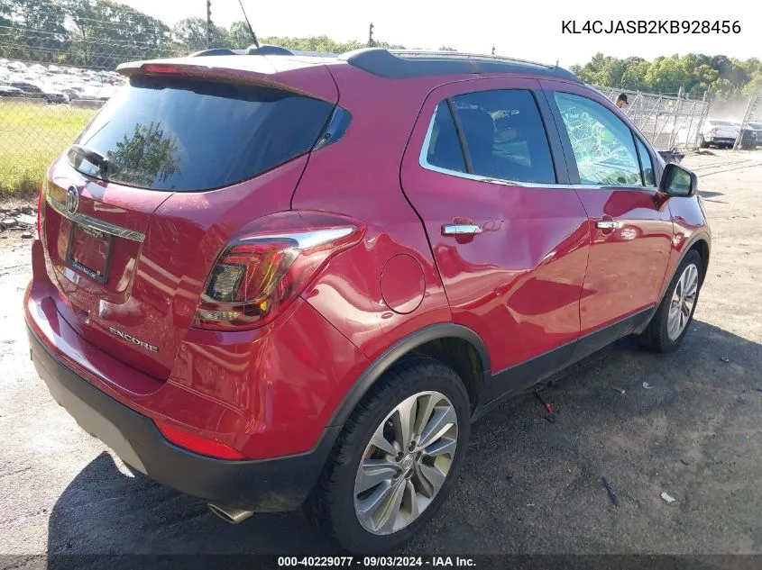 2019 Buick Encore Fwd Preferred VIN: KL4CJASB2KB928456 Lot: 40229077