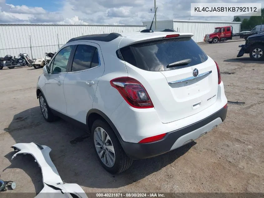 2019 Buick Encore Fwd Preferred VIN: KL4CJASB1KB792112 Lot: 40231871