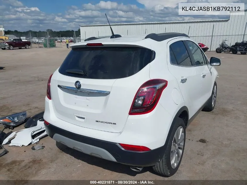 2019 Buick Encore Fwd Preferred VIN: KL4CJASB1KB792112 Lot: 40231871