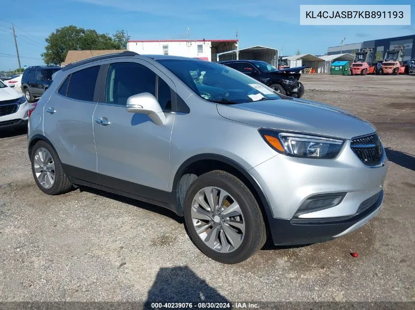 KL4CJASB7KB891193 2019 Buick Encore Fwd Preferred