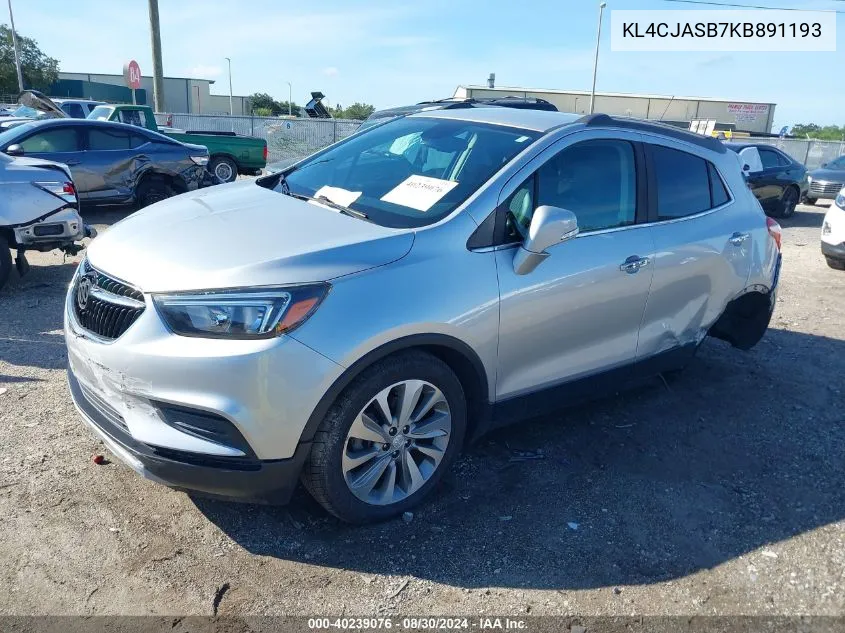 KL4CJASB7KB891193 2019 Buick Encore Fwd Preferred