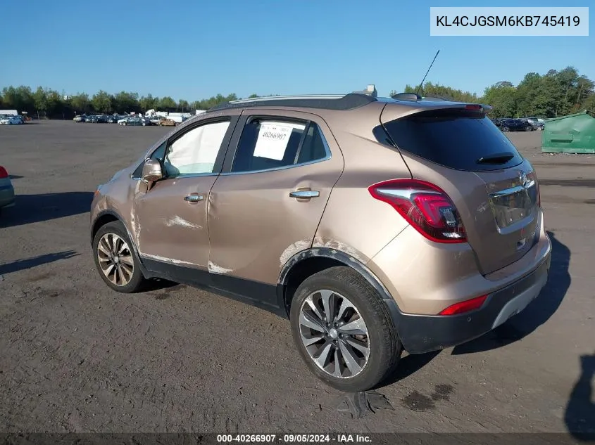 2019 Buick Encore Essence VIN: KL4CJGSM6KB745419 Lot: 40266907