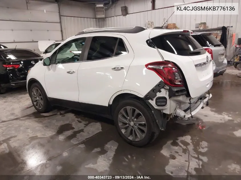 2019 Buick Encore Awd Essence VIN: KL4CJGSM6KB776136 Lot: 40343723