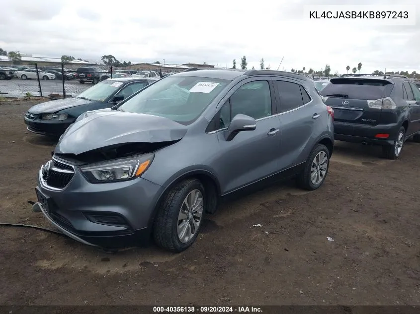 2019 Buick Encore Fwd Preferred VIN: KL4CJASB4KB897243 Lot: 40356138