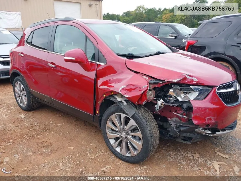 KL4CJASB5KB758769 2019 Buick Encore Fwd Preferred