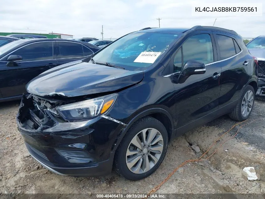 2019 Buick Encore Fwd Preferred VIN: KL4CJASB8KB759561 Lot: 40405478