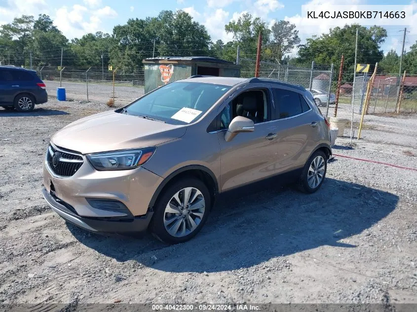 2019 Buick Encore Preferred VIN: KL4CJASB0KB714663 Lot: 40422300