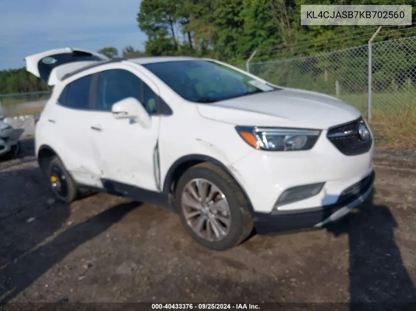 KL4CJASB7KB702560 2019 Buick Encore Fwd Preferred