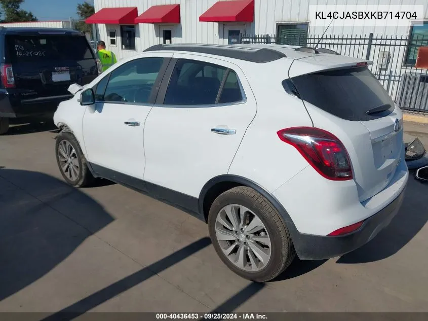 2019 Buick Encore Fwd Preferred VIN: KL4CJASBXKB714704 Lot: 40436453