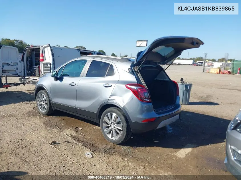 2019 Buick Encore Fwd Preferred VIN: KL4CJASB1KB839865 Lot: 40463219