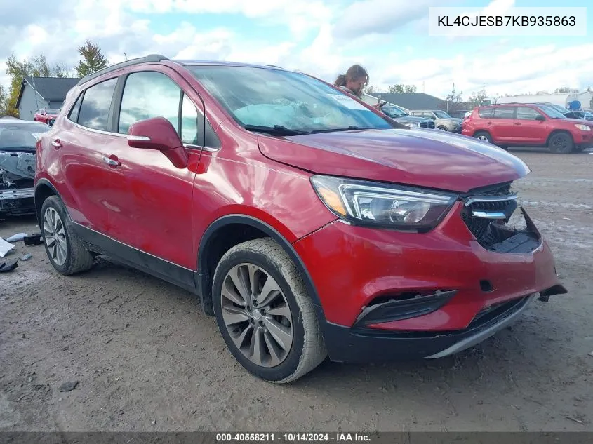 2019 Buick Encore Awd Preferred VIN: KL4CJESB7KB935863 Lot: 40558211