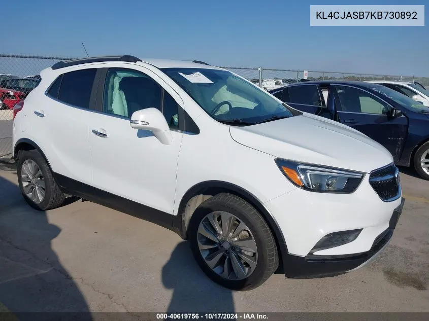 2019 Buick Encore Fwd Preferred VIN: KL4CJASB7KB730892 Lot: 40619756