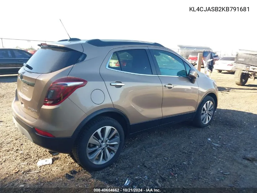 2019 Buick Encore Fwd Preferred VIN: KL4CJASB2KB791681 Lot: 40654662