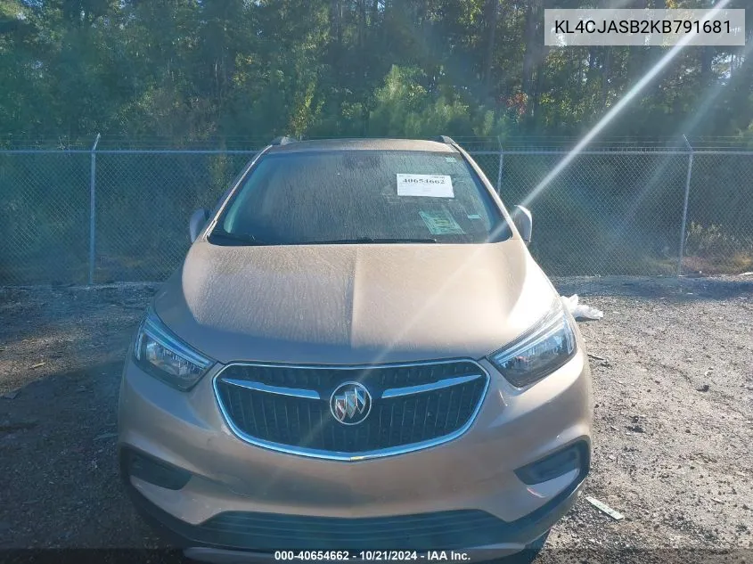 2019 Buick Encore Fwd Preferred VIN: KL4CJASB2KB791681 Lot: 40654662