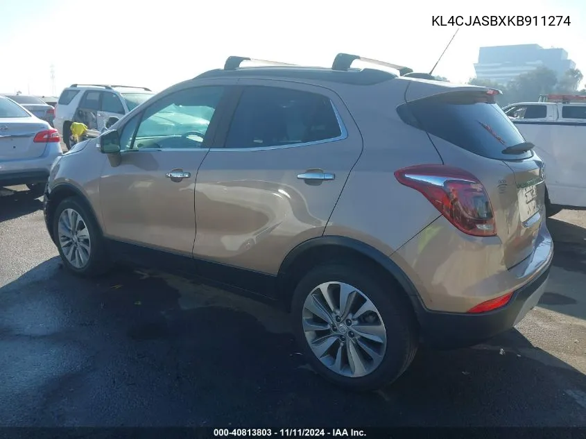 2019 Buick Encore Fwd Preferred VIN: KL4CJASBXKB911274 Lot: 40813803