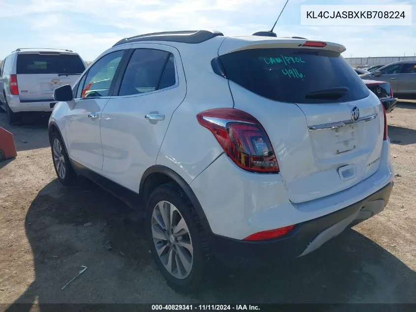 2019 Buick Encore Fwd Preferred VIN: KL4CJASBXKB708224 Lot: 40829341