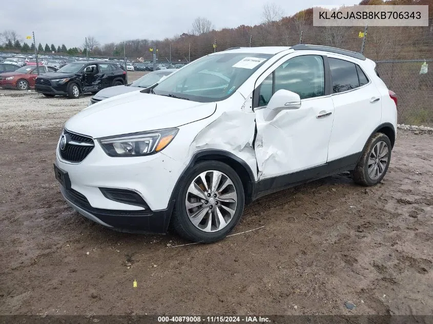 2019 Buick Encore Fwd Preferred VIN: KL4CJASB8KB706343 Lot: 40879008