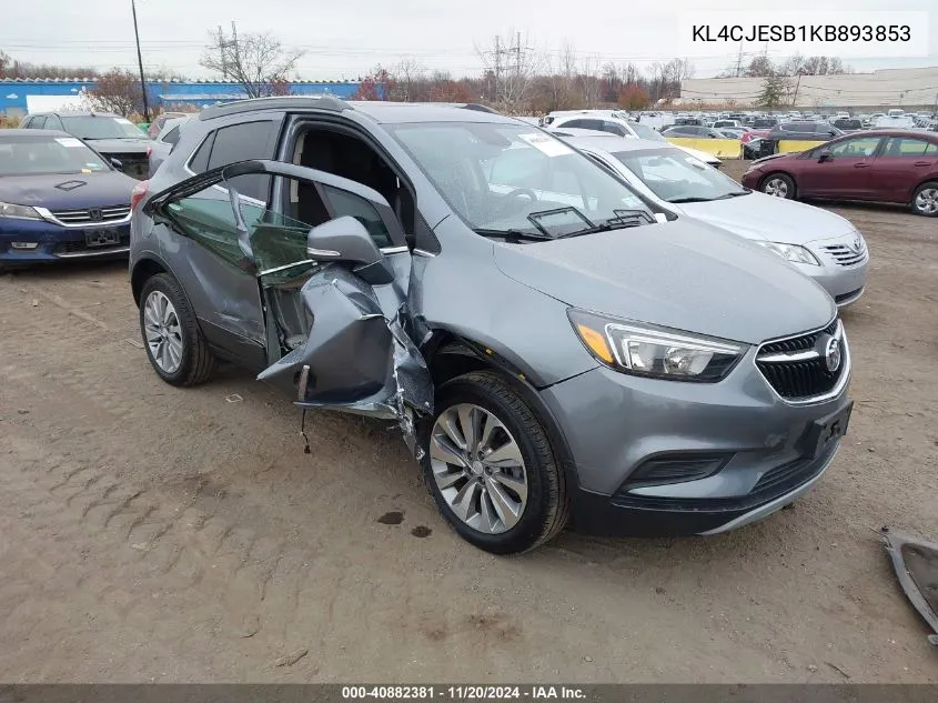 2019 Buick Encore Awd Preferred VIN: KL4CJESB1KB893853 Lot: 40882381