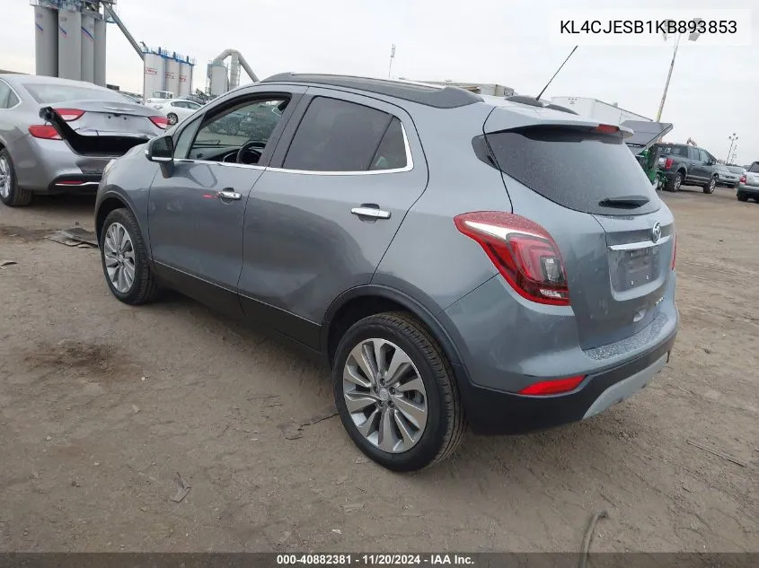 2019 Buick Encore Awd Preferred VIN: KL4CJESB1KB893853 Lot: 40882381