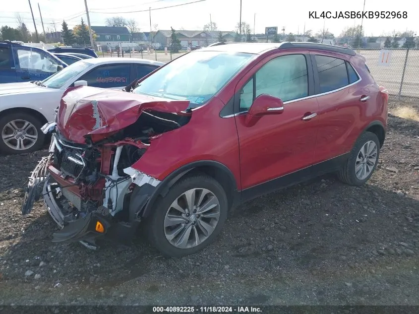 2019 Buick Encore Fwd Preferred VIN: KL4CJASB6KB952968 Lot: 40892225