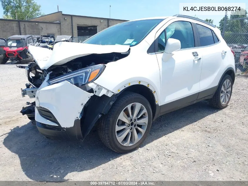 2020 Buick Encore Awd Preferred VIN: KL4CJESB0LB068274 Lot: 39794712