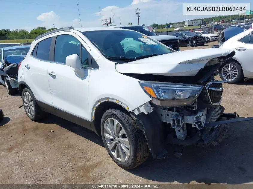 2020 Buick Encore Fwd Preferred VIN: KL4CJASB2LB062484 Lot: 40114718