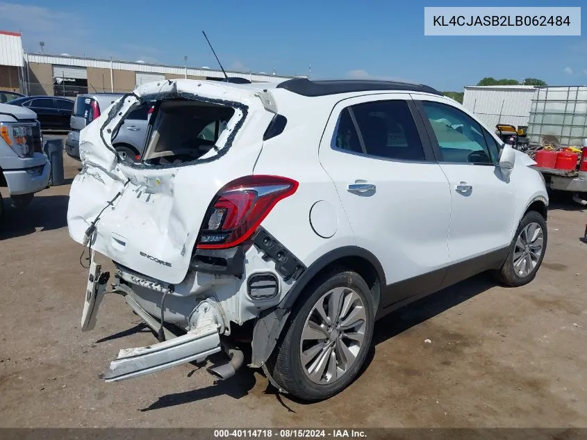 2020 Buick Encore Fwd Preferred VIN: KL4CJASB2LB062484 Lot: 40114718