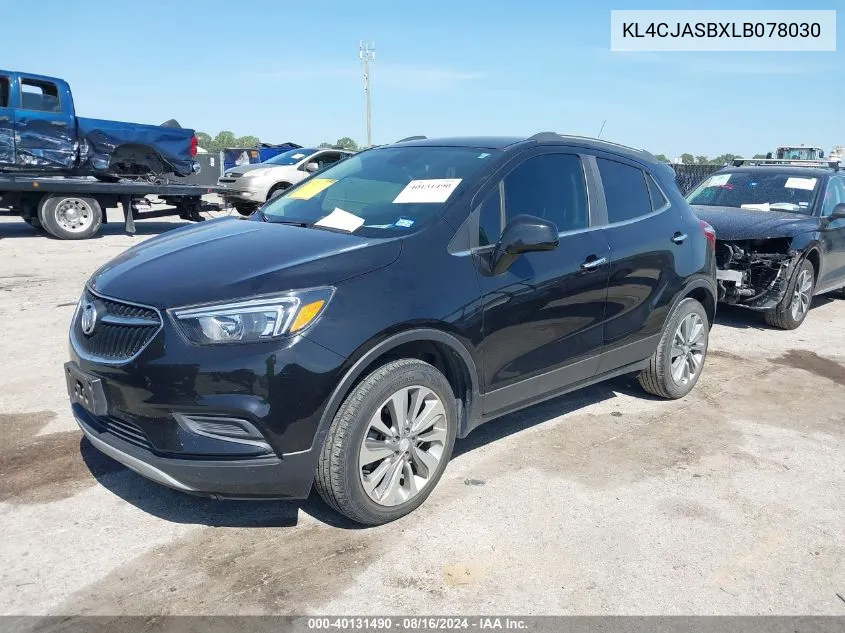 2020 Buick Encore Fwd Preferred VIN: KL4CJASBXLB078030 Lot: 40131490