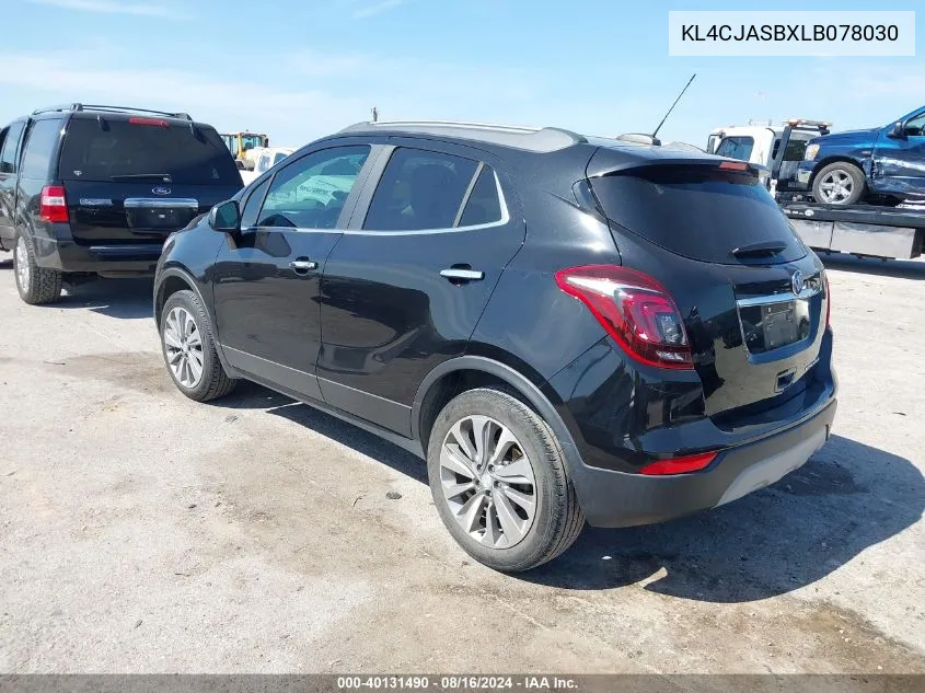 2020 Buick Encore Fwd Preferred VIN: KL4CJASBXLB078030 Lot: 40131490