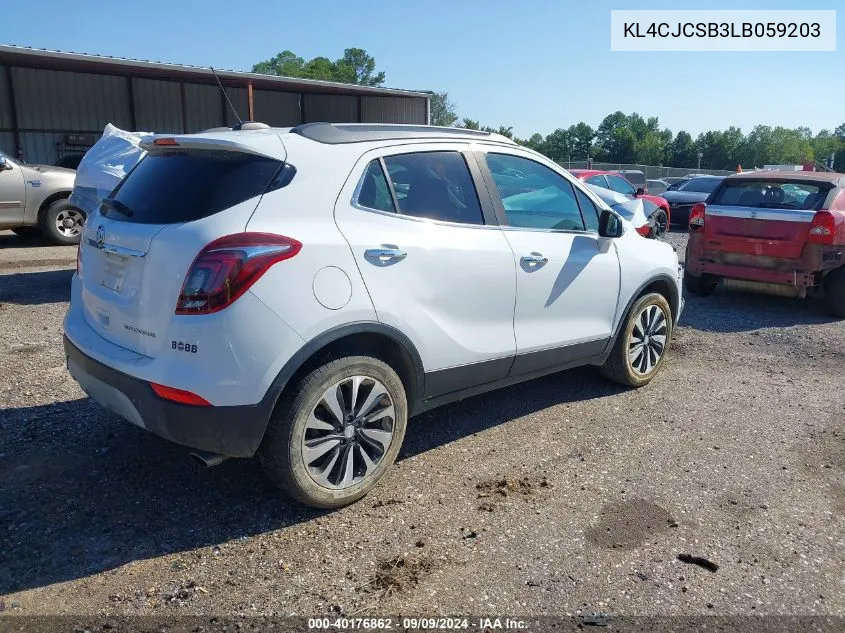 2020 Buick Encore Fwd Essence VIN: KL4CJCSB3LB059203 Lot: 40176862