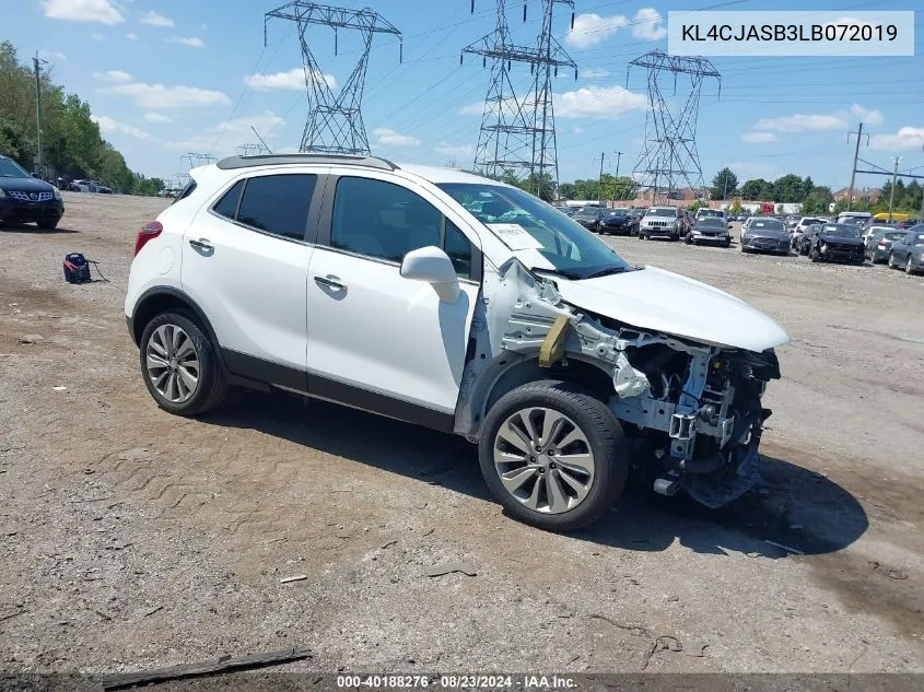 2020 Buick Encore Fwd Preferred VIN: KL4CJASB3LB072019 Lot: 40188276