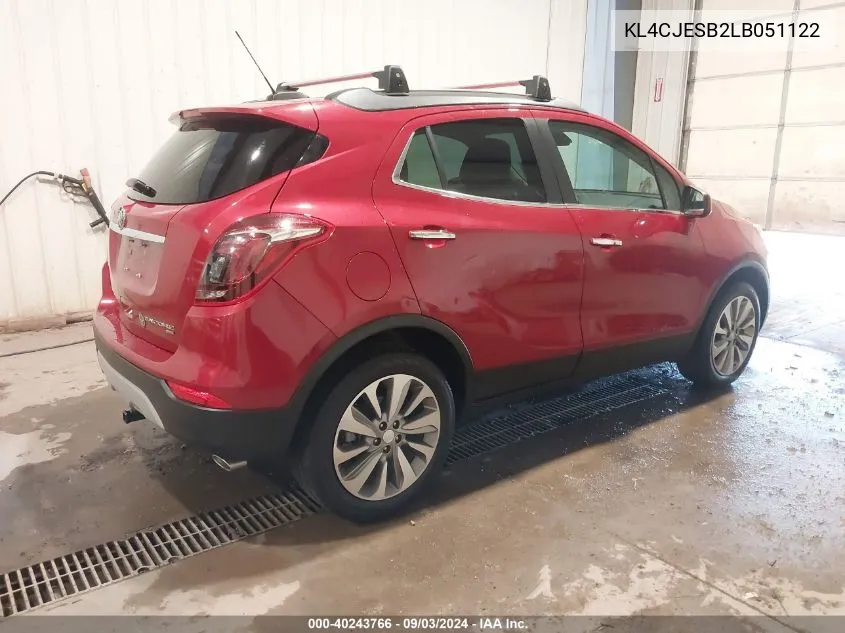 2020 Buick Encore Awd Preferred VIN: KL4CJESB2LB051122 Lot: 40243766