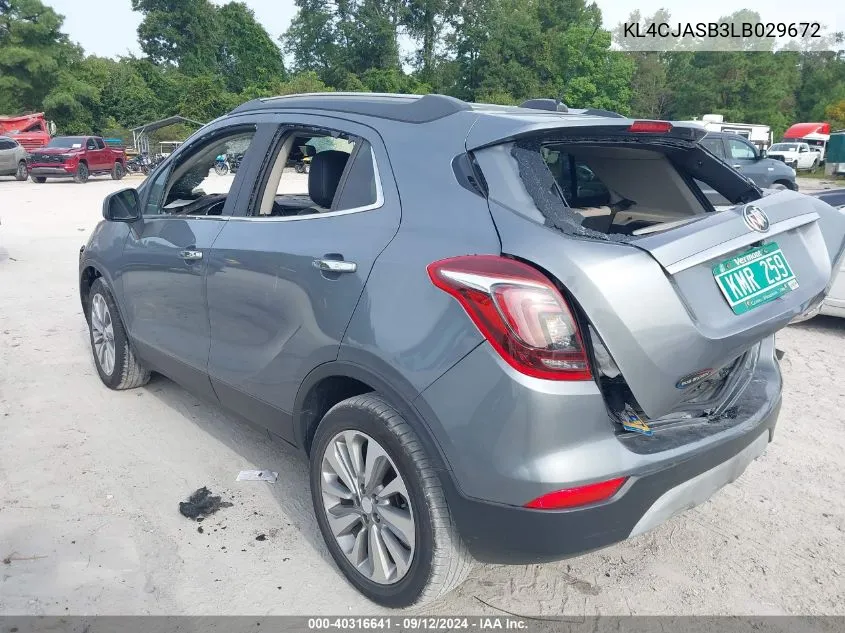 2020 Buick Encore Preferred VIN: KL4CJASB3LB029672 Lot: 40316641