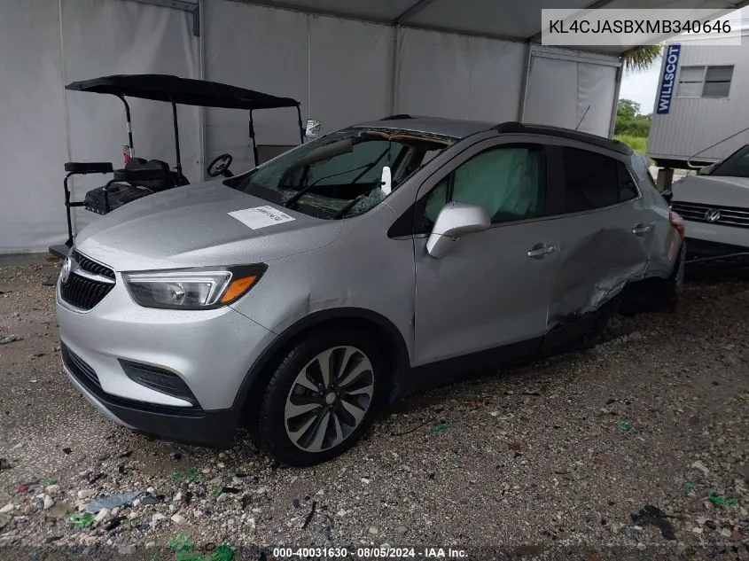 2021 Buick Encore Fwd Preferred VIN: KL4CJASBXMB340646 Lot: 40031630