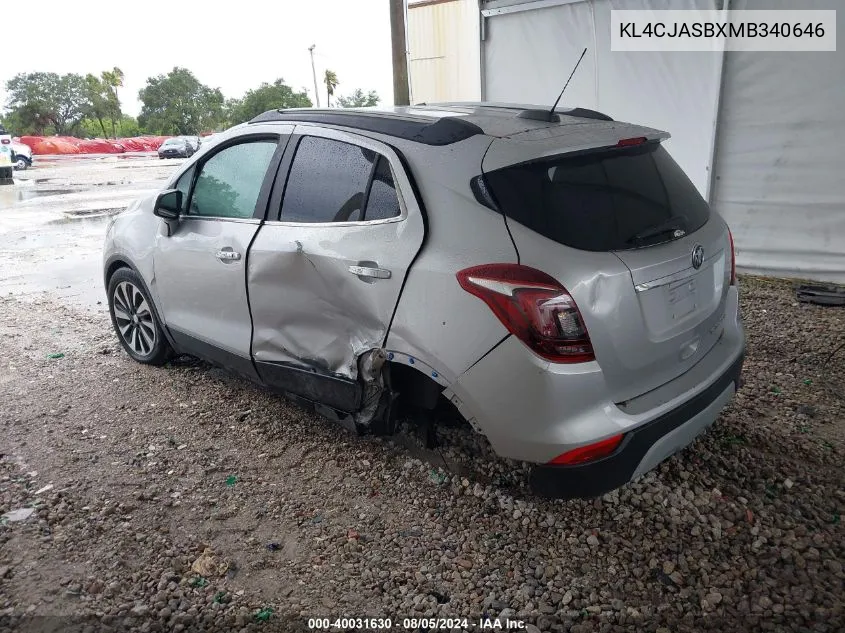 2021 Buick Encore Fwd Preferred VIN: KL4CJASBXMB340646 Lot: 40031630