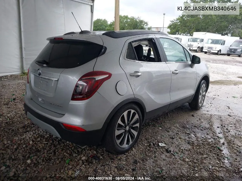 2021 Buick Encore Fwd Preferred VIN: KL4CJASBXMB340646 Lot: 40031630