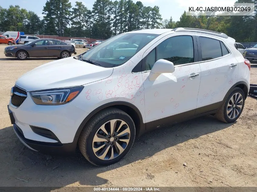 2021 Buick Encore Fwd Preferred VIN: KL4CJASB0MB302049 Lot: 40134444