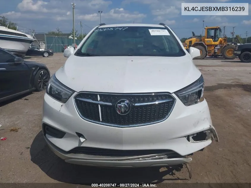 2021 Buick Encore Awd Preferred VIN: KL4CJESBXMB316239 Lot: 40208747